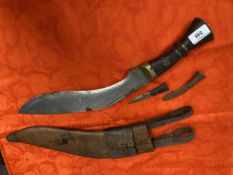 Militaria/Edged Weapons: WWI style MK2 Gurkha kukri marked with crow's foot and 1917 in leather