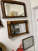Late 19th cent. Maple small overmantle mirror with half round columns 25½ins. x 16ins, an inlaid