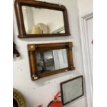 Late 19th cent. Maple small overmantle mirror with half round columns 25½ins. x 16ins, an inlaid