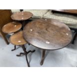 19th cent. Mahogany tables, tilt table converted to coffee table, turned support on tripod feet,