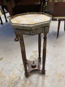 Late 19th cent. French marble top plant stand the octagonal top with brass gallery on four fluted