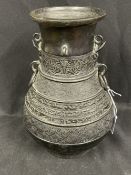 19th cent. Qing Dynasty archaic bronze vase, the baluster sides decorated with stylised bands and