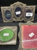 Hallmarked Silver: Photograph frames, various sizes and hallmarks. (3)