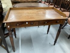 19th cent. Mahogany galleried hall table with two fitted drawers on turned supports. 42ins. x 20ins.
