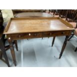 19th cent. Mahogany galleried hall table with two fitted drawers on turned supports. 42ins. x 20ins.