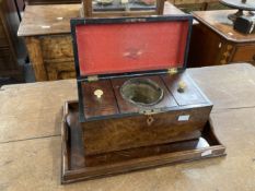 19th cent. Tea box and mahogany tea tray. 16ins.