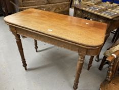 Early 19th cent. Mahogany demi-lune tea table on tapering supports. 41ins. x 20ins. x 30ins.