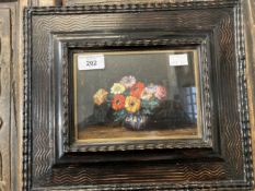 Elsie May Robson R.A (1888-1971): Oil on board, floral still, label to reverse. 7ins. x 5ins.