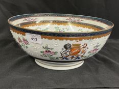 19th cent. French Samson Armorial bowl in the Chinese Export style, unsigned. Dia. 12ins.