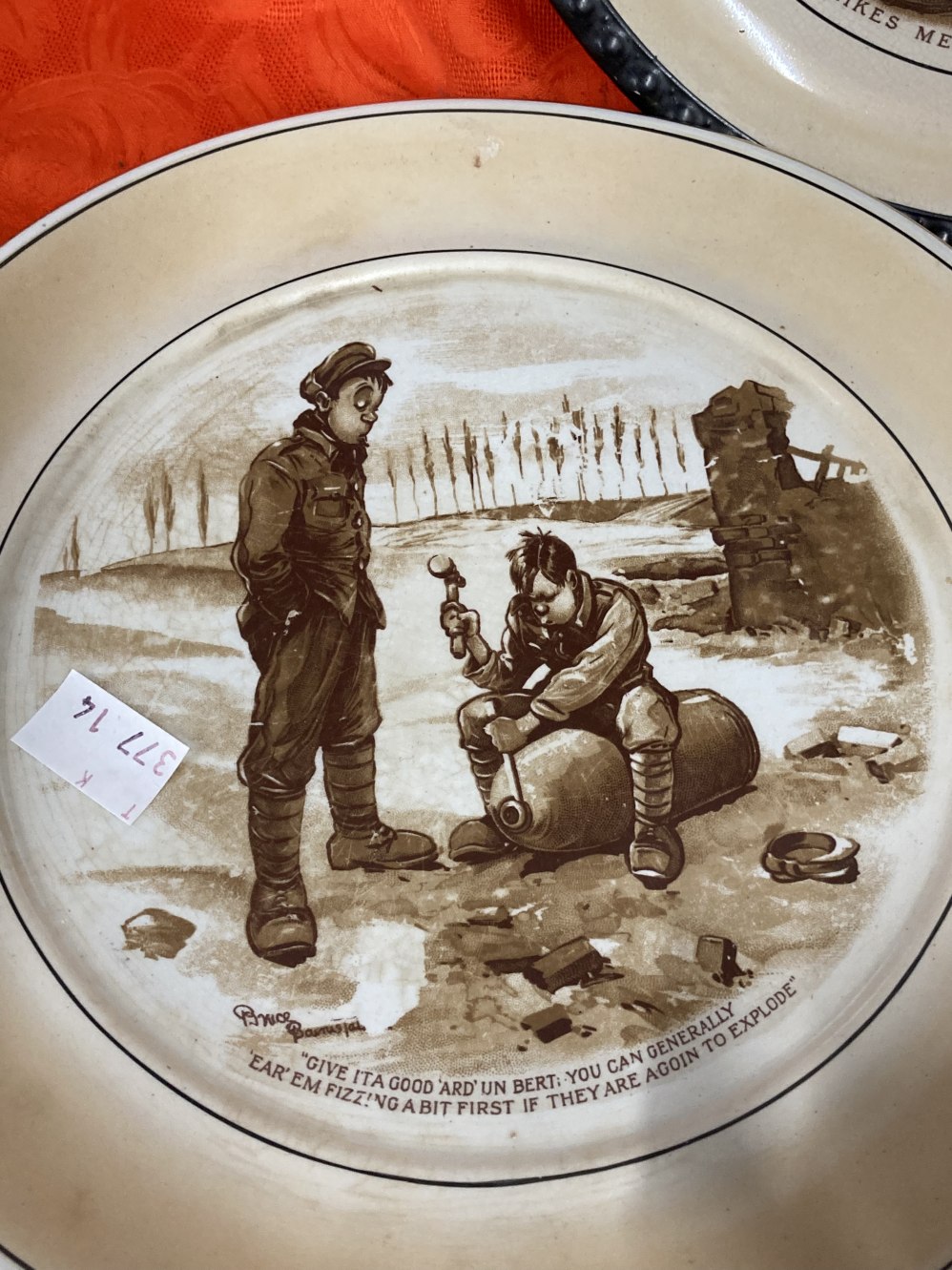 WWI Ceramics: Grimwades Bruce Bairnsfather ware pottery includes bon bon dishes, Old Bill plate 'I - Image 3 of 5
