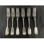 Hallmarked Silver: Dessert forks Sheffield 1895-96. Set of six. Approx. 7.5ozt.