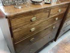 19th cent. Mahogany chest of two over three drawers. 47ins. x 46ins. x 23ins.