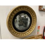 Mirrors: 19th cent. Gilt framed circular convex mirror. 20ins. Dia.