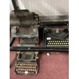 Typewriters: Early 20th cent. Remington portable black Japanned cased, handle A/F. Plus early 20th