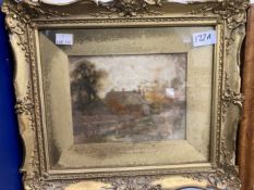 Leopold Rivers watercolour Near Lambourn, Berks, in gilt frame, requiring restoration. 14ins. x