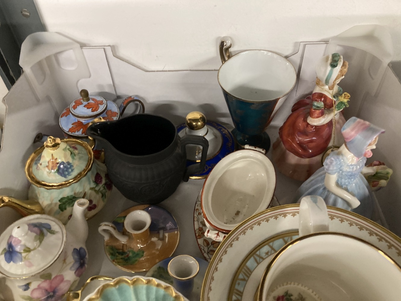 20th cent. Ceramics: Miniature teapots, milk jug and bowl, candlesticks including Dresden, etc. ( - Image 3 of 3