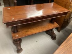 19th cent. English mahogany three tier rise and fall dumb waiter. Fully opened height 45½ins. Closed