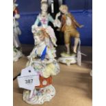 20th cent. Ceramics: Crown Naples dancing boy, seated lady, lady in court dress, (3)