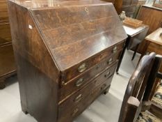 19th cent. Oak country bureau with fitted interior. 37ins. x 20ins. x 42ins.