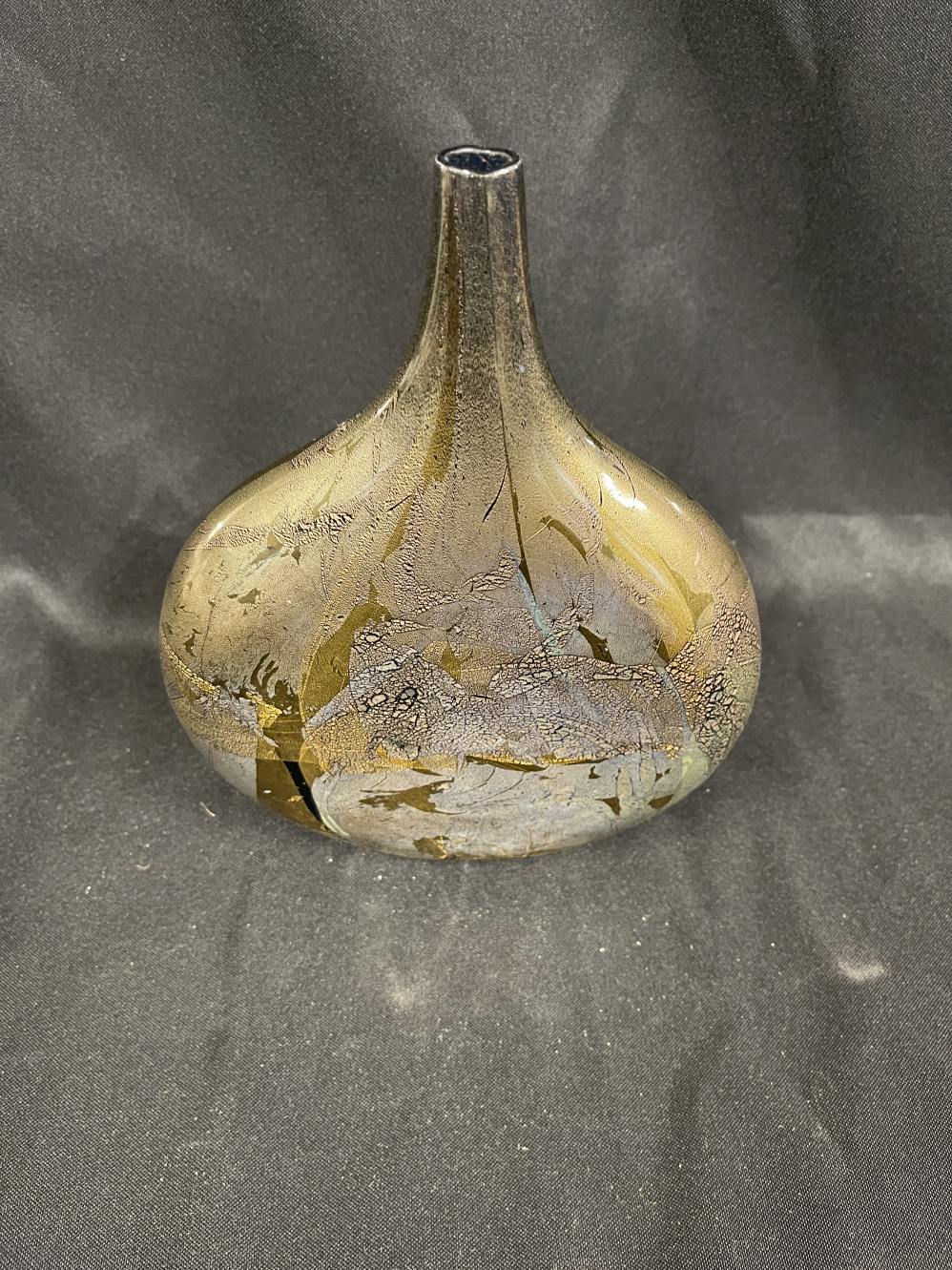 Glass: Isle of Wight large teardrop vase with label to base. 8½ins.