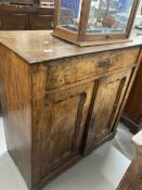 19th cent. Continental rosewood cupboard with single drawer above two doors with a recessed