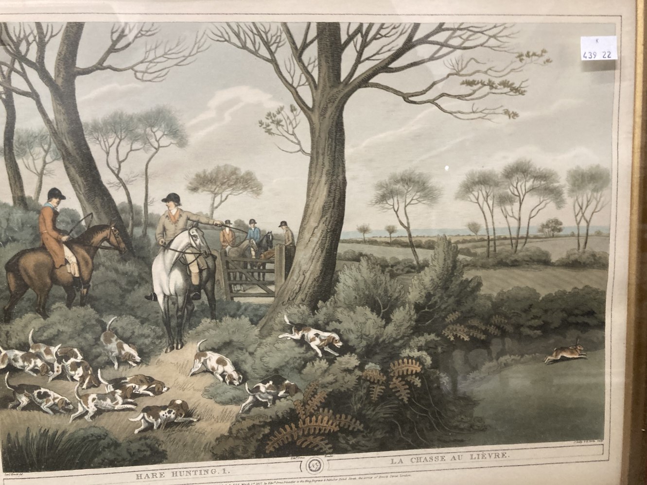 19th cent. French/English Hunting Prints: 'Hare Hunting' 1 and 2 published by Edward Orme, Bond - Image 2 of 4
