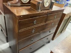 19th cent. Mahogany chest of two over three drawers on splayed bracket supports. 19ins. x 40½ins.