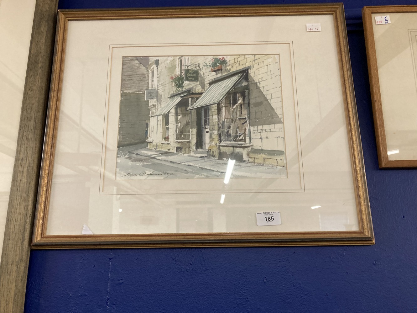 Brian Lancaster, The Old Fashioned Shop Painswick watercolour with Bristol Savages Exhibition