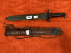 Militaria/Edged Weapons: WWII US M1 Garand bayonet by AFH. 16ins. Plus 1943 M3 fighting knife.