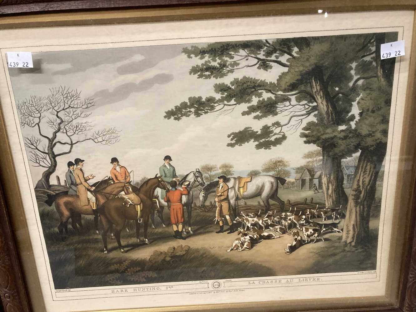 19th cent. French/English Hunting Prints: 'Hare Hunting' 1 and 2 published by Edward Orme, Bond - Image 4 of 4