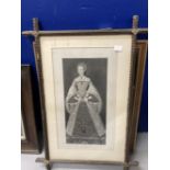 English School engraving Queen Catherine Parr in black and gilt Gothic frame. 16ins. x 9ins.