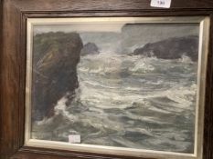 20th cent. English School. Oil on board, stormy sea, signed E. Hunter. 14ins. x 11ins.