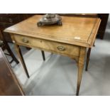 19th cent. Mahogany side table with inset ebonised decoration, single drawer to front.