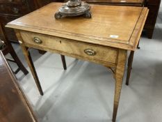 19th cent. Mahogany side table with inset ebonised decoration, single drawer to front.