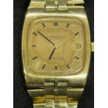 Watches: 18ct yellow gold Omega constellation bracelet watch, cushion shaped champagne coloured