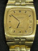 Watches: 18ct yellow gold Omega constellation bracelet watch, cushion shaped champagne coloured