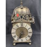 19th/20th cent. Brass lantern clock, after Thomas Mudge with bell on top and doors on all sides