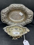 Hallmarked Silver: Sweet dishes one with pierced decoration hallmarked London and one white metal,