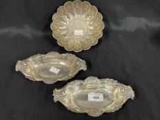 Hallmarked Silver: Pair of embossed bon bon dishes hallmarked Birmingham, plus a sweet dish