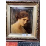 19th cent. German Cristolien of a young woman by Franz Hanfstaengl. 8ins. x 9ins.