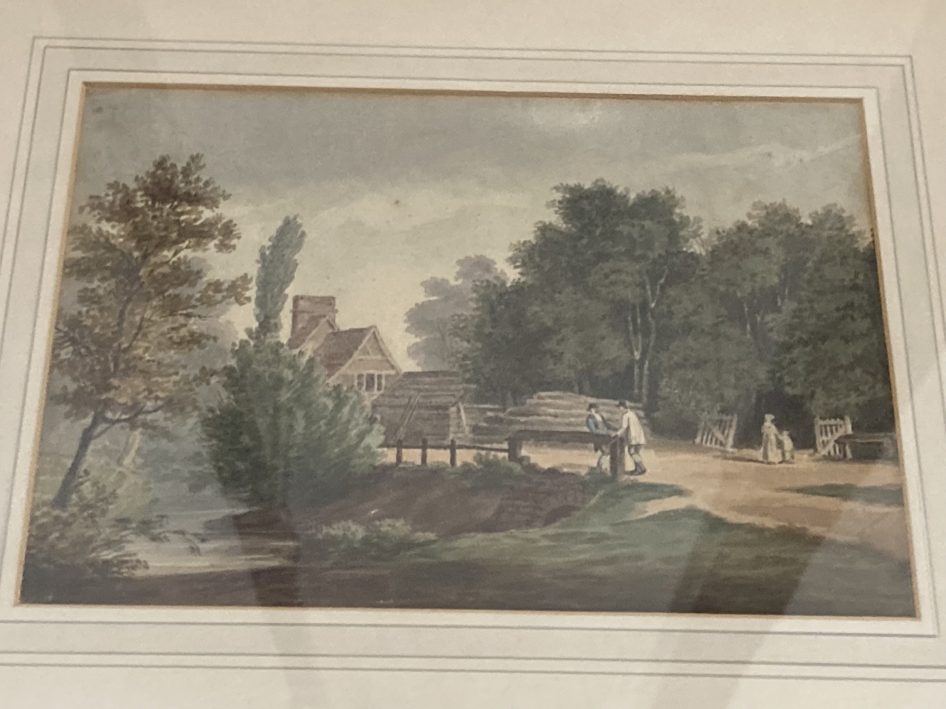 Nicolas Pocock (1740-1821): Watercolour wash landscape, label to reverse. Plus 19th cent. English - Image 3 of 3
