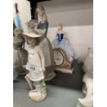 20th cent. Ceramics: Two Nao figurines, one of a girl with an umbrella and one of a woman cradling a