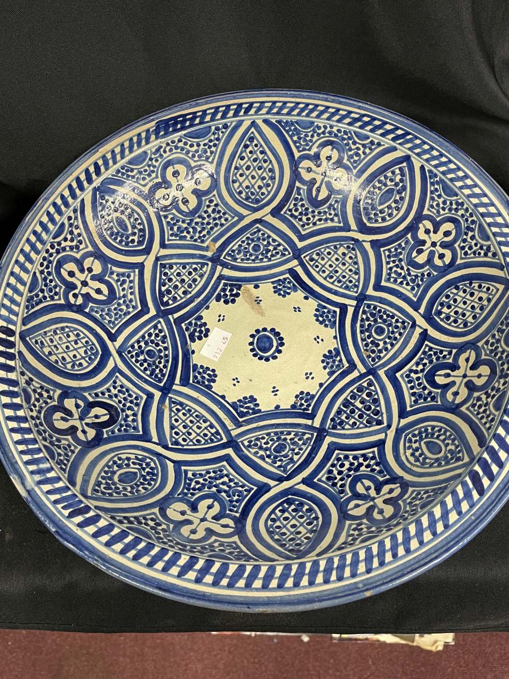 North African Ceramics: Safi blue decorated large bowls, a pair. Dia. 16ins. - Image 2 of 4