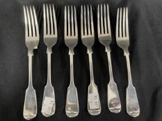 Hallmarked Silver: Set of six table forks Sheffield 1894-95. Approx. 12ozt.