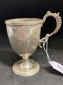 Hallmarked Silver: Engraved cup, Sheffield marks Roberts & Belk 1890-91. Approx. 4½oz.