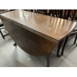 19th cent. Mahogany drop leaf dining table on club supports. 55ins. x 48ins.