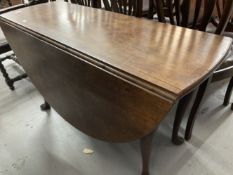 19th cent. Mahogany drop leaf dining table on club supports. 55ins. x 48ins.
