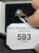 Jewellery: Yellow metal ring set with a single brilliant cut diamond, estimated weight 0.10ct,