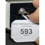 Jewellery: Yellow metal ring set with a single brilliant cut diamond, estimated weight 0.10ct,