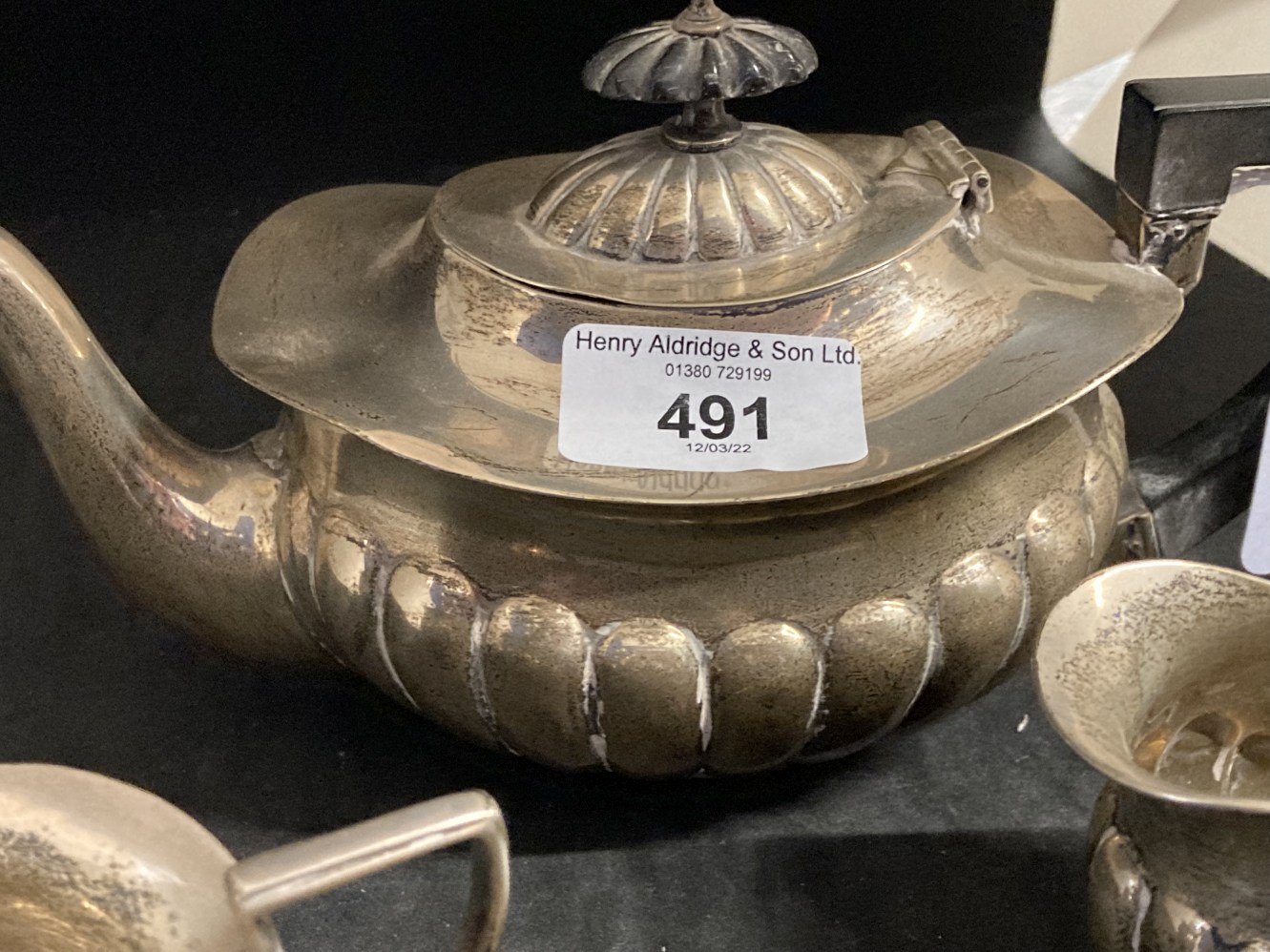 Hallmarked Silver: Tea set for one, Regency style, Birmingham marks, matching creamer, sugar bowl - Image 2 of 2